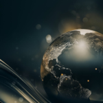 Dark-themed, dreamy, abstract 3D Earth background image material
