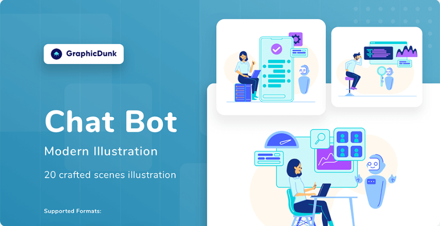 e2e058a0-b222-4091-839b-d15308fdf9be ChatGPT - AI Chatbot Scene Operation Illustration Material Pack - Image 1
